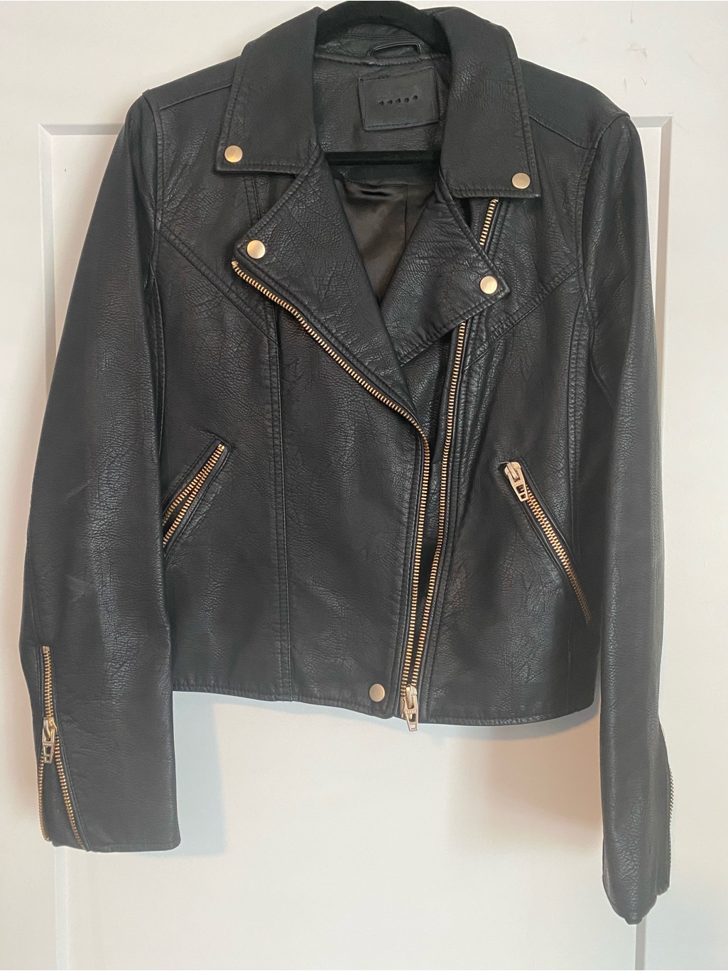 Blank Nyc Black Moto Jacket With Gold Zippers